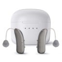 Écouteurs Bluetooth derrière l'oreille pour les deux oreilles avec étui de chargement 33 x 7 mm argentés pour écouter de la musique et des appels 1