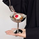 Edelstahl-Eisbecher auf hohem Fuß 9,5 x 11 x 6,5 cm Dessertschale aus Edelstahl silber für die Servierung von Desserts 2