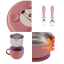 Edelstahl-Kindergeschirrset mit abnehmbarer Silikonschüssel und geteilter Platte 20,3 cm Edelstahl Silikon Babyfütterung 12