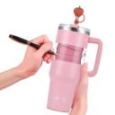Edelstahl-Thermoskanne 1200 ml mit doppelter Vakuumwand Großer Thermosbecher für Kaltgetränke DIY-Glas mit Strohhalm und Deckel 8