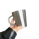 Edelstahlbecher mit Griff 400 ml aus Edelstahl silber für Kaffee Tee Haushalt Büro Reisen wiederverwendbar 7