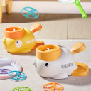 Eend met schijven voor voetbediening 11 x 19 x 9 cm ABS voor binnen- en buitenspel met schijven Set van 8 schijven met net en beschermschild Speelgoed voor kinderen 1