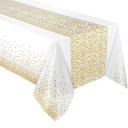 Eénmalig tafellaken 137x247 cm met kleine stippen PEVA versterkt waterdicht PVC tafellaken waterafstotend decoratie bruiloft verjaardagen feest 5