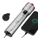 Effektiv LED lommelygte med teleskopisk zoom USB-C genopladelig 23 × 4,5 × 5,7 cm med display og powerbank funktion 3