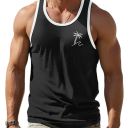 Effen heren tanktop Polyester materiaal Ronde hals Palmprint op de borst Lichte rechte snit Voor de zomerse vrije tijd 1