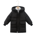 Effen kinderwinterjas met capuchon Rits- en drukknoopsluiting Zakjes Warme katoen-polyester winterjas voor kinderen Comfortabele jas 1