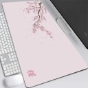 Egér- és billentyűzetpad 300 x 600 x 2 mm ággal és rózsaszín virágokkal, rózsaszín, íróasztalhoz irodába és laptophoz 2