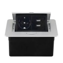 Einbausteckdose 1× EU + 2× USB A 153 × 117 mm Aluminium-Panel 250 V mit langsamer Ausfahrtaste für die Arbeitsplatte 2