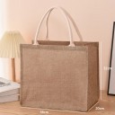 Einkaufstasche 36 x 32 x 20 cm Polyestertasche in Juteoptik Baumwollgriffe Große stabile Tasche für Einkäufe und Geschenke 2