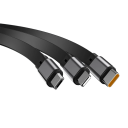 Einziehbares USB-Kabel 3in1 1,2m Schnellladung 100W USB auf USB C + Lightning + Micro USB Autodatenkabel Vielseitig 2A 2