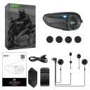EJEAS Q8 motorcykelintercom med Mesh-forbindelse til 6 kørere, Bluetooth 5.1, CVC støjreduktion, IP67, 17 timers batterilevetid, 1 stk. 4