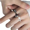 Elastic Beaded Ring 1.8 mm Cat Head Made of Moonstone Resin and Artificial Shell Handcrafted Women's Fashion Jewellery 2