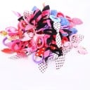 Elastici per capelli con fiocchetto a forma di orecchie di coniglio per bambine Set da 10 pezzi in nylon e poliestere Selezione casuale di colori 1