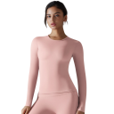 Elastisk sport långärmad t-shirt tight sömlös topp funktionell snabbtorkande underkläder för träning yoga fitness motion 12