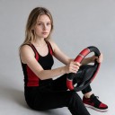 Elastisk volantbetræk 37 til 38 cm i glat PU-læder med dekorative sten Uden indre ring Til rund og D-volant 2