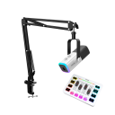 Elävä audio mixauspöytä PC:lle RGB-taustavalolla, äänenmuutoksella, melunvaimennuksella, XLR-mikrofonilla, pöytätelineellä ja USB- sekä 3,5 mm liitännällä 5