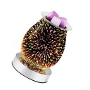 Electric Aroma Lamp for Scented Waxes with Glass Body and 3D Firework Effect Glass Bowl Glossy Silver Base Cable 1.5 m 3