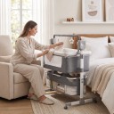Electric Baby Cradle with Automatic Rocking Remote Control Adjustable Height Breathable Mattress Storage Basket 2