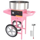 Electric Cotton Candy Machine with Trolley, Stainless Steel Bowl and Measuring Cup 1000 W 220 V Pink Cotton Candy Maker with Digital Temperature Control 1