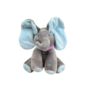 Elefante di peluche interattivo 30 x 19 cm Canta Peek-A-Boo e si copre gli occhi con le orecchie Giocattolo morbido in cotone e cotone PP con 3×AA batterie 3