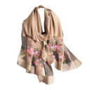 Elegancia floral bordada Pañuelo de dama 75 x 190 cm Bufanda ligera y delgada para la cabeza y el cuello Moda Primavera Verano Otoño 7