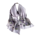 Elegancia floral bordada Pañuelo de dama 75 x 190 cm Bufanda ligera y delgada para la cabeza y el cuello Moda Primavera Verano Otoño 6