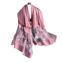 Elegancia floral bordada Pañuelo de dama 75 x 190 cm Bufanda ligera y delgada para la cabeza y el cuello Moda Primavera Verano Otoño 8