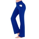 Eleganckie damskie legginsy z wysokim stanem i elastyczną gumką Szerokie nogawki Boczna kieszeń Długie wygodne spodnie do noszenia na co dzień 5