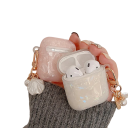 Eleganckie perłowe etui ochronne z breloczkiem dla AirPods 4 luksusowe silikonowe etui na słuchawki z ochroną przed zarysowaniami i kurzem 3