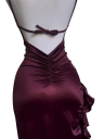 Elegant aftenkjole lavet af skinnende satin. Bodycon-kjole med slids og flæser. Flæset halsudskæring. Tynde stropper. Lang formel kjole. 5