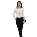 Elegant blus för damer med lång ärm Enfärgad blus i polyester med ränder på ärmarna och kragen Stilfull topp med knäppning 3