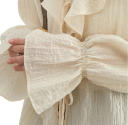 Elegant bluse til damer med flæser og krave Enfarvet skjorte med lange ærmer Snøring med bånd Stilfuld top af nylon og lyocell 2