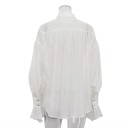 Elegant dame gennemsigtig skjorte med lange ærmer Ensfarvet bluse i polyester med udvidede ærmer og krave Stilfuld top med knapper 13