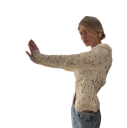 Elegant damebluse i blonder med krave Enfarvet skjorte med knaplukning Stilet top i let polyester til arbejde og fritid 6