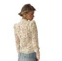 Elegant damebluse i blonder med krave Enfarvet skjorte med knaplukning Stilet top i let polyester til arbejde og fritid 10