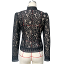 Elegant damebluse i blonder med krave Enfarvet skjorte med knaplukning Stilet top i let polyester til arbejde og fritid 16