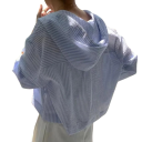 Elegant damebluse med hætte Løs pasform med knaplukning Stilfuld ensfarvet bluse i let polyester til daglig brug 4