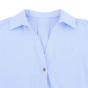 Elegant damebluse med korte ærmer Enfarvet skjorte med krave og knaplukning Let løs top i polyester til arbejde og fritid 2