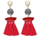 Elegant Earrings with Pearl, Bead and Fringes J2515 2