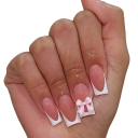 Elegant fransk sæt med sløjfer 24 stk. Påsatte akrylnegle Firkantet form Fuld dækning Hjemme DIY manicure til kvinder 1