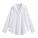 Elegant lång damskjorta med krage och knappar Lång modell med långa ärmar Snygg blus för arbete och fritid 1