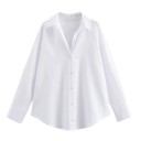 Elegant lång damskjorta med krage och knappar Lång modell med långa ärmar Snygg blus för arbete och fritid 1