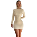 Elegant Mini Dress with Long Sleeves Exposed Back Fitted Cut Women's Evening Party Sexy Outfit for the Club 5