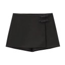 Elegant minikjol med rosett för kvinnor Tight kort kjol med dekor Elegant kort kjol för stan Arbets- och kvällsoutfit 3