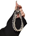 Elegant Pearl Phone Chain with Heart Double Strap for Mobile Wrist Strap Keychain Handbag 1