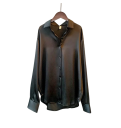 Elegant Satin Women's Shirt with Collar Loose Fit with Buttons Plain Blouse Made of Polyester Stylish Top for Work and Leisure 14