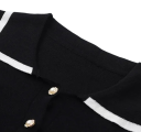 Elegant skjorte til damer med korte ærmer Enfarvet bluse i polyester med striber på kraven og flæser på ærmerne Stilfuld top med knapper 15