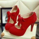 Elegant Suede Court Shoes with Bow 17