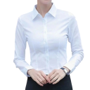 Elegant White Women's Long Sleeve Shirt Button Closure Classic Blouse for Office and Formal Occasions 1