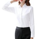 Elegant White Women's Long Sleeve Shirt Button Closure Classic Blouse for Office and Formal Occasions 2